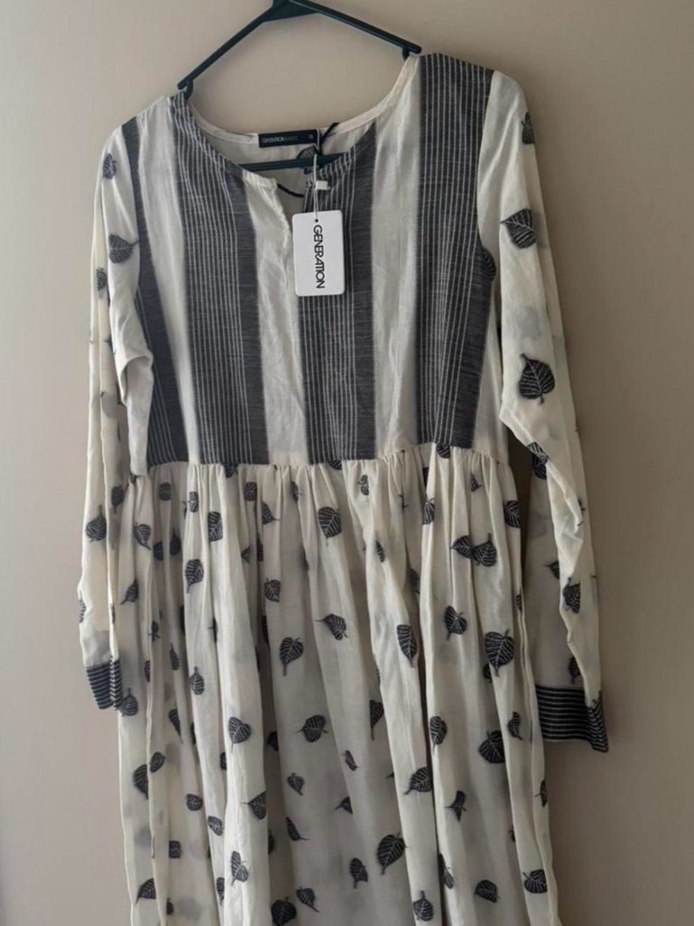 GENERATION Y Ivory and Black Vertical Stripe Maxi Dress